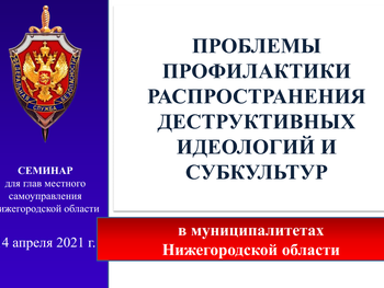 Семинар – совещание по вопросу «Проблемы профилактики распространения деструктивных идеологий и субкультур в образовательных организациях Нижегородской области»